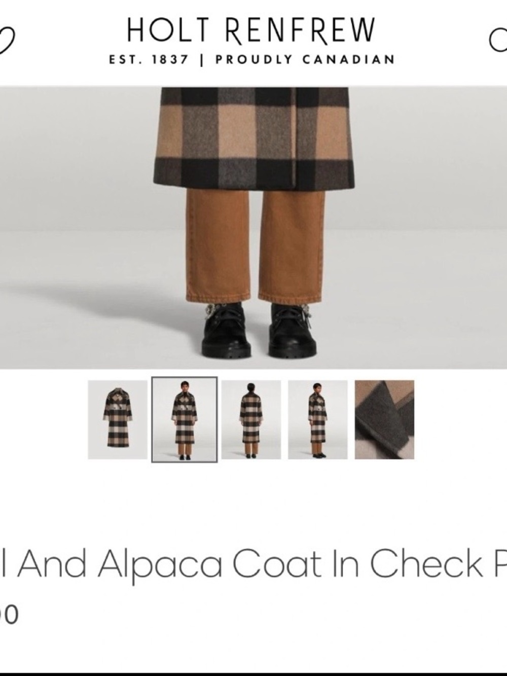 Wool and Alpaca Check Coat - Brown/Black